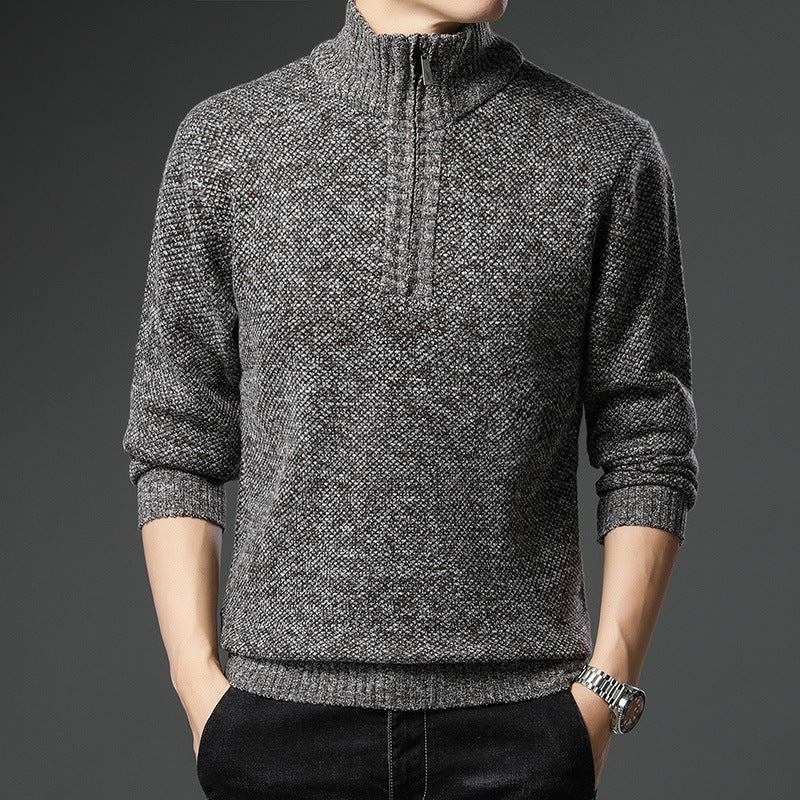 Herren modischer Pullover mit halb hochschließendem Reißverschluss und strukturiertem Design R&B