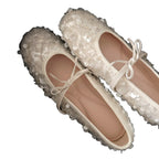 Damen Ballerinas mit romantischen Blütenapplikationen