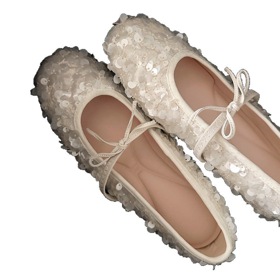 Damen Ballerinas mit romantischen Blütenapplikationen