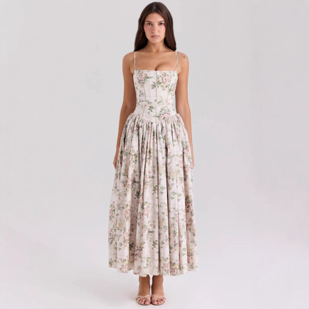 Damen nan tailliertes Maxikleid mit Korsettoberteil und feinen Spaghettiträgern R&B