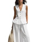 Damen lässiger Jumpsuit mit peplum Schnitt und Knopfdetails R&B