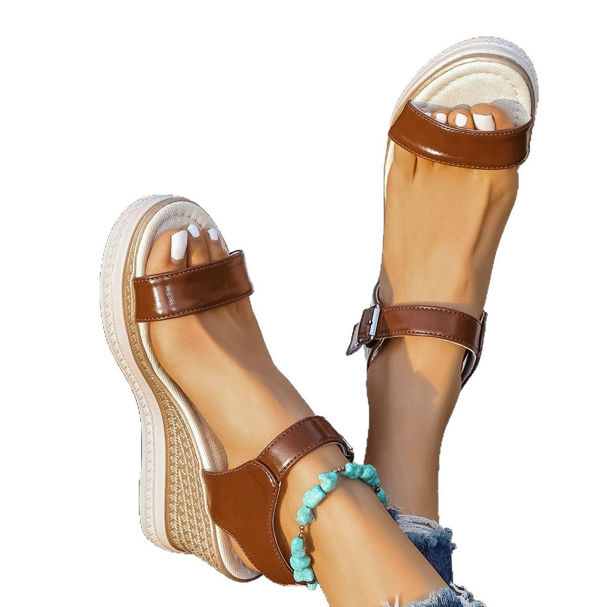 Damen Wedge-Pantoletten mit modischem Riemendesign und komfortabler Sohle R&B