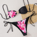 Damen Triangel-Bikini mit floralem Design und eleganten Goldakzenten R&B