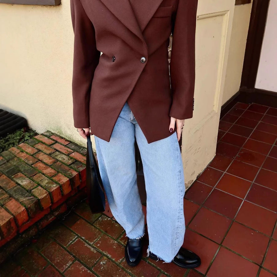 Damen elegante Blazerjacke mit doppelt geknöpften Details R&B