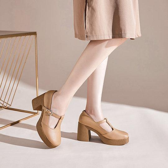 Damen Mary Jane Pumps mit komfortablem Blockabsatz und verstellbarem Riemen R&B