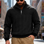 Herren Fleece-Pullover mit hohem Kragen und Reißverschluss R&B