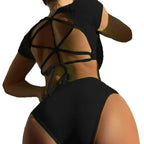Damen Sportliches Bikini-Set mit hohem Bund und dekorativen BindR&Bändern R&B