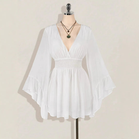 Damen elegantes Strandkleid mit voluminösen Ärmeln R&B