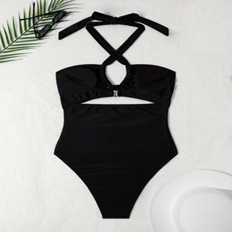 Damen Einteiliger Badeanzug mit sexy Cut-Outs und raffinierten Trägern