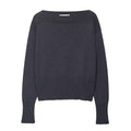Damen eleganter Oversized-Strickpullover mit weitem Rundhalsausschnitt R&B