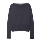 Damen eleganter Oversized-Strickpullover mit weitem Rundhalsausschnitt R&B