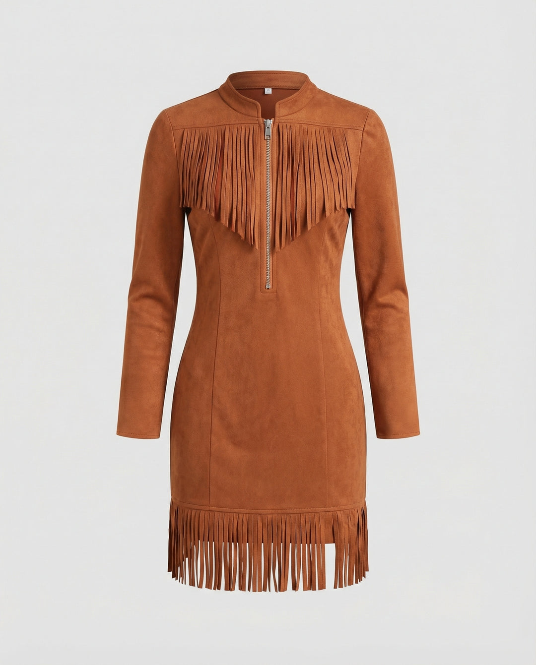 Damen Freizeitkleid figurbetont Wildlederoptik