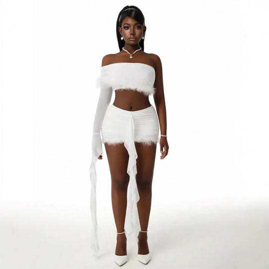 Damen Trendiges Oberteil und Short-Set mit Rüschen R&B