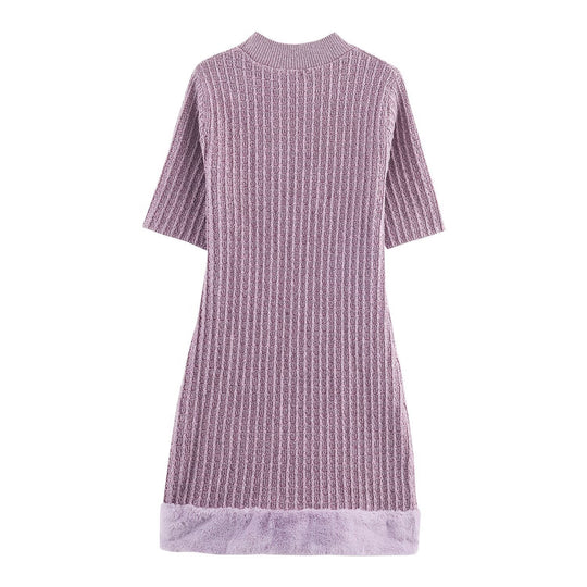 Damen Strickkleid mit dekorativen Taschen und kuscheligem Saum R&B