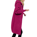 Damen nan langer Oversize Kapuzenmantel mit gerundetem Saum und Reißverschlusstaschen R&B