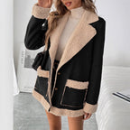 Damen Oversized Teddy-Jacke mit Taschen und weich gefüttertem Kragen
