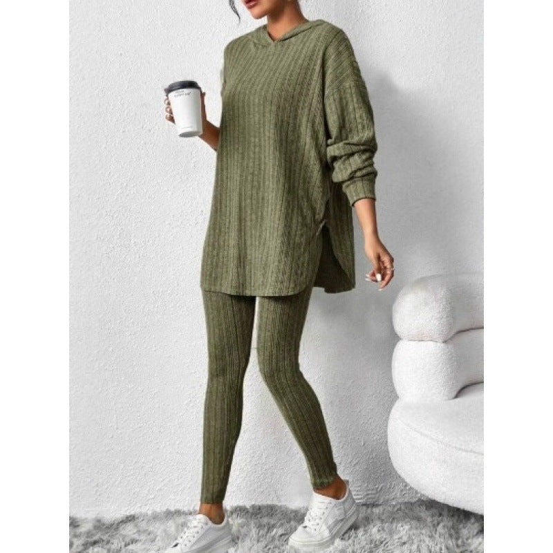 Damen Bequemes Lounge-Set mit Kapuze und schmalen Hosen R&B