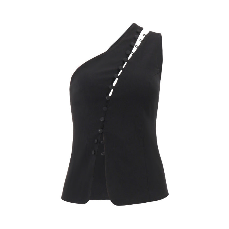 Damen Asymmetrisches Blusenshirt mit Knopfdetails R&B