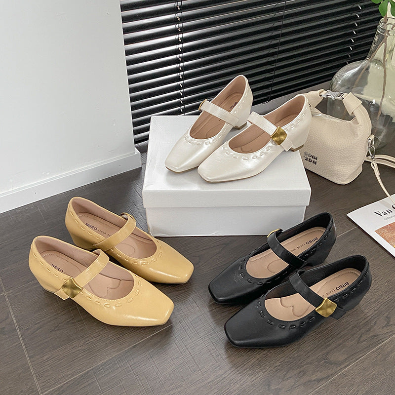 Damen Ballerina-Schuhe mit elegantem Riemchen und modischer Schnalle