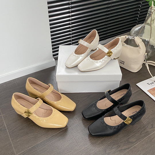 Damen Ballerina-Schuhe mit elegantem Riemchen und modischer Schnalle R&B