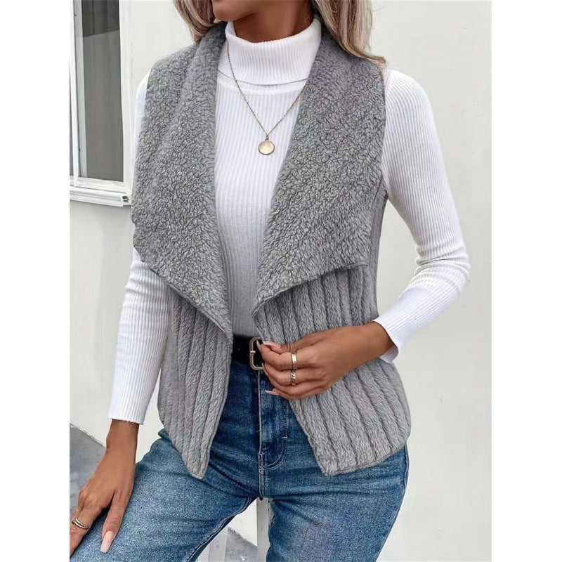 Damen Kuschelige Weste mit asymmetrischem Schnitt und hohem Kragen R&B