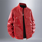 Herren Kunstleder Bomberjacke mit strukturiertem Design und praktischen Taschen R&B