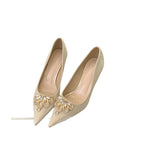 Damen Elegante High Heels mit funkelnden Perlenakzenten und schmalem Absatz R&B