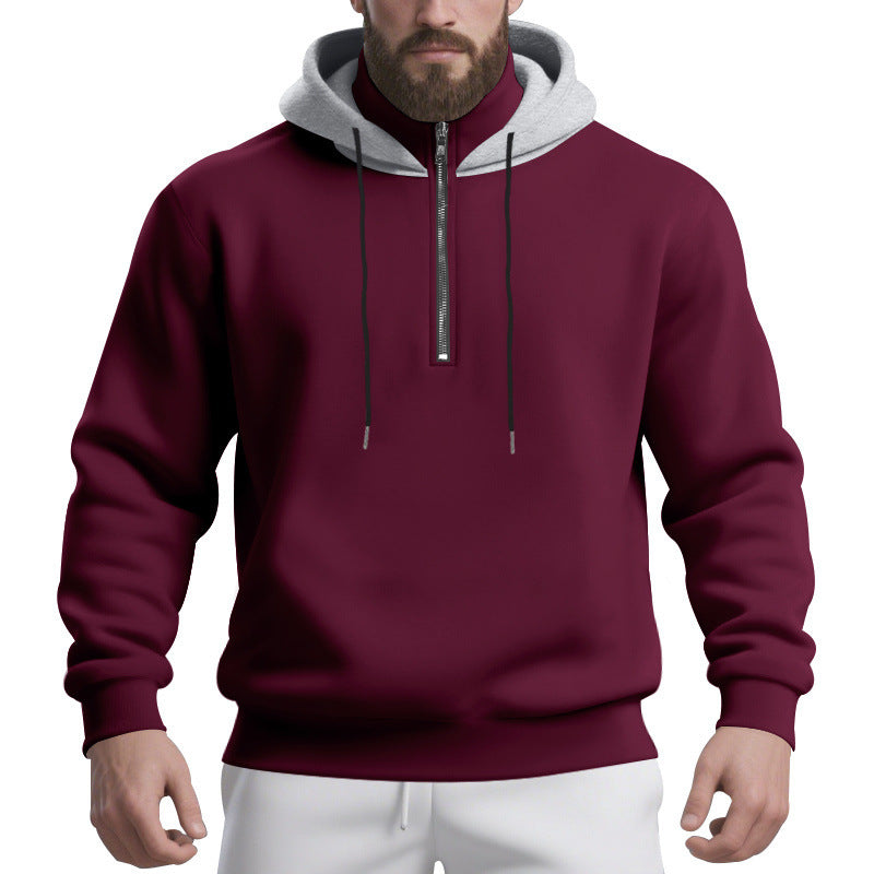 Herren sportlicher Kapuzenpullover mit halbem Reißverschluss und atmungsaktivem Stoff R&B