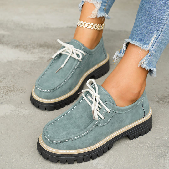 Damen bequeme Leder-Schnürschuhe mit rutschfester Sohle und praktischer Schnürung R&B
