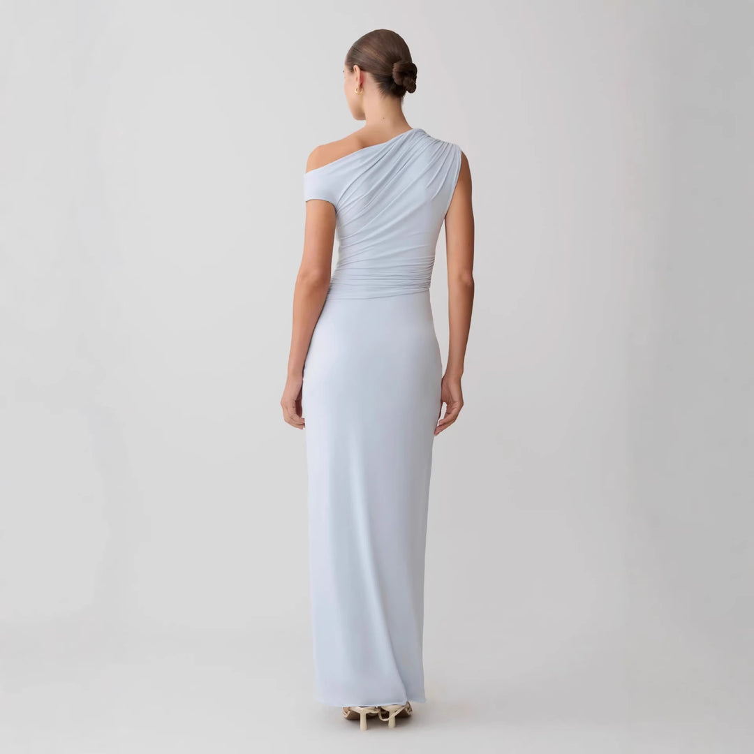 Damen Elegantes Maxi-Kleid mit One-Shoulder Design und hohem Schlitz R&B