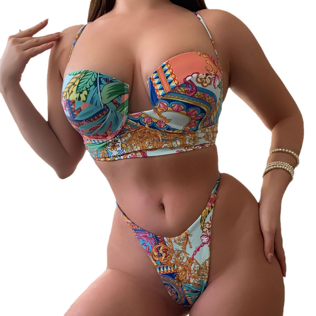 Damen Bügel-Bikini-Set mit floralen Akzenten R&B