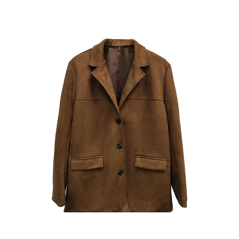 Damen modische Übergangsjacke aus samtähnlichem Material mit praktischen Taschen R&B