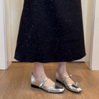 Damen Ballerinas mit glanzvoller Oberfläche und dekorativem Schleifendetail