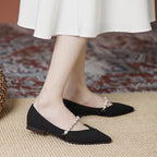 Damen elegante Ballerinas mit Perlenschmuck R&B
