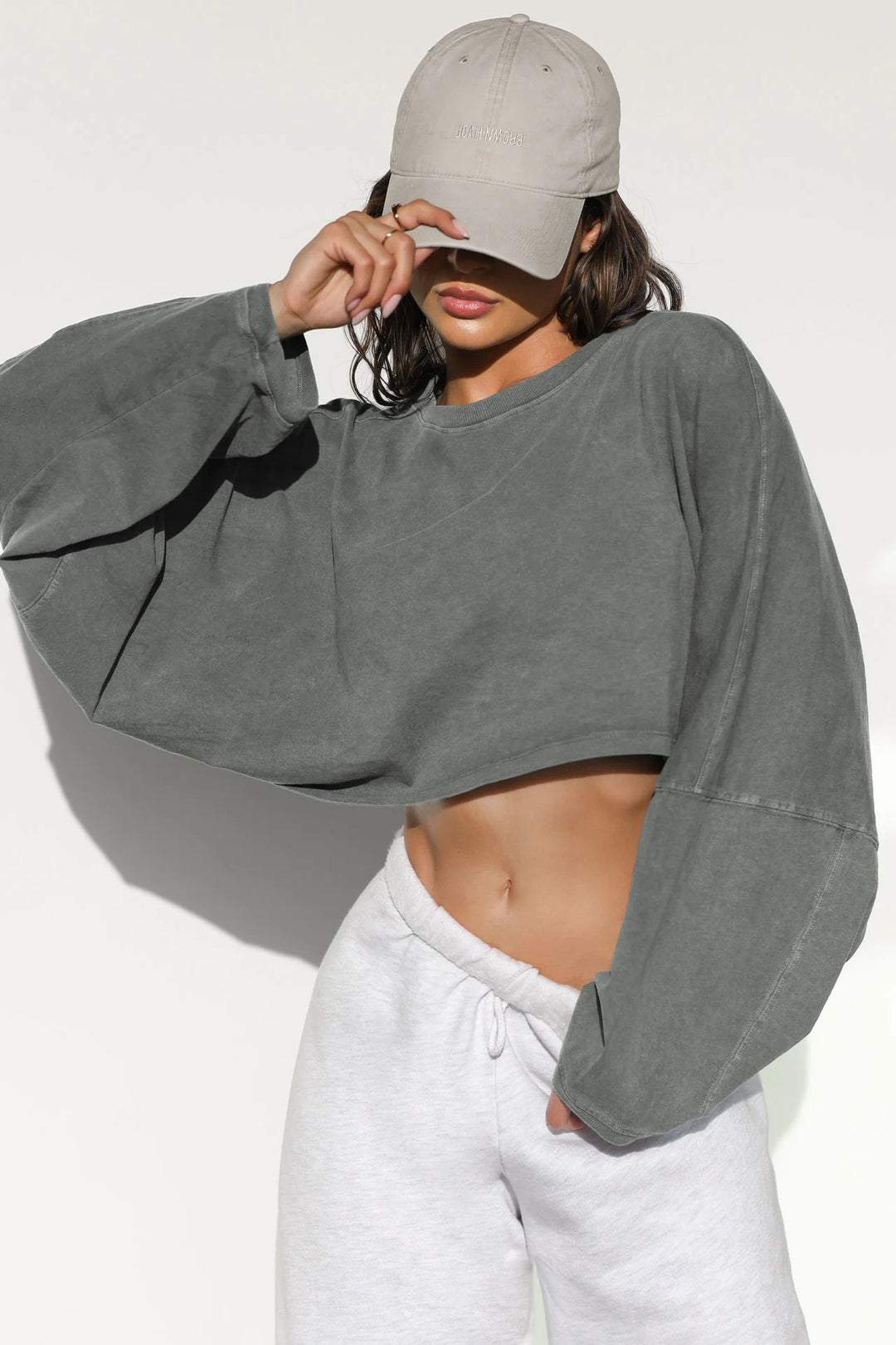 Damen lässiger Crop-Pullover R&B