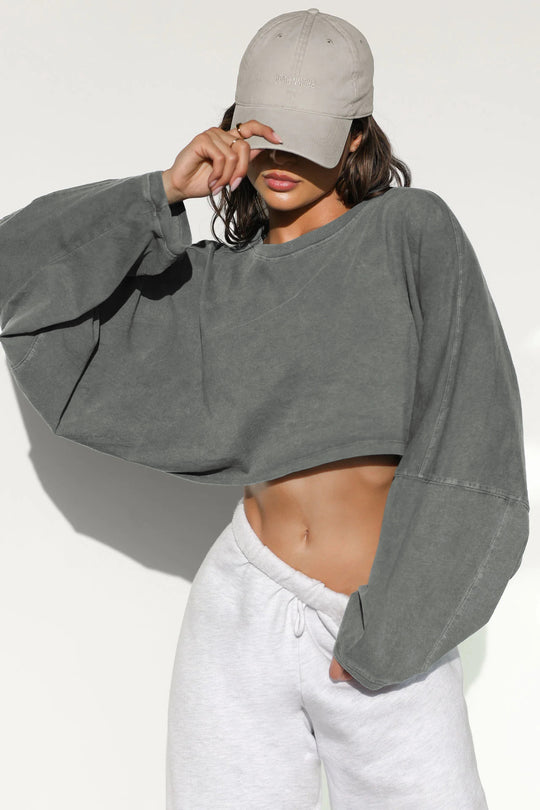 Damen lässiger Crop-Pullover R&B