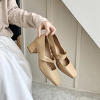 Damen elegante Berufsschuhe mit moderner geschwungener Riemchenverzierung und stabiler Absatzhöhe R&B