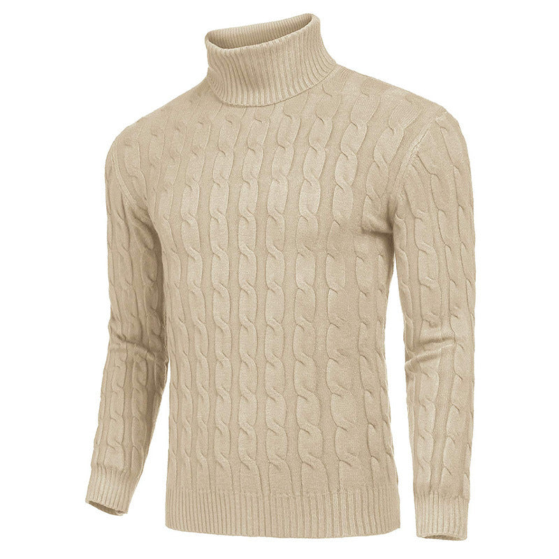Herren modischer Rollkragenpullover mit Zopfmuster R&B