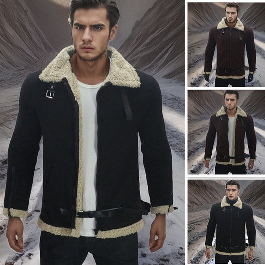 Herren Shearling jacke mit modernem Design und warmem Futter R&B