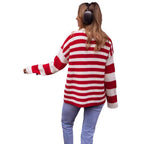 Damen lässiger Streifenpullover mit weitem Schnitt und gemütlichem Material R&B