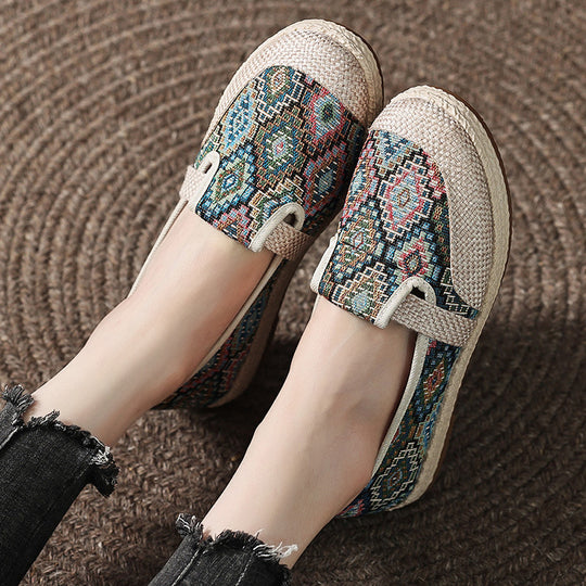 Damen Bequeme Stoffslipper mit ethnischem Muster R&B