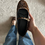 Damen Ballerinas mit elegantem Riemendesign und modischem Leopardenmuster R&B