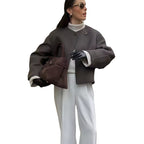 Damen Wickeljacke mit weiten Ärmeln und dekorativem Knopf R&B