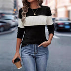 Damen Strukturierter Pullover mit modischem Streifenmuster R&B