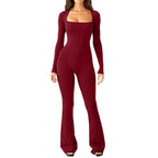 Damen Figürlicher Jumpsuit mit langen Ärmeln und weitem Bein R&B