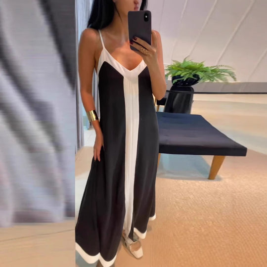 Damen Maxikleid mit eleganten Trägern R&B