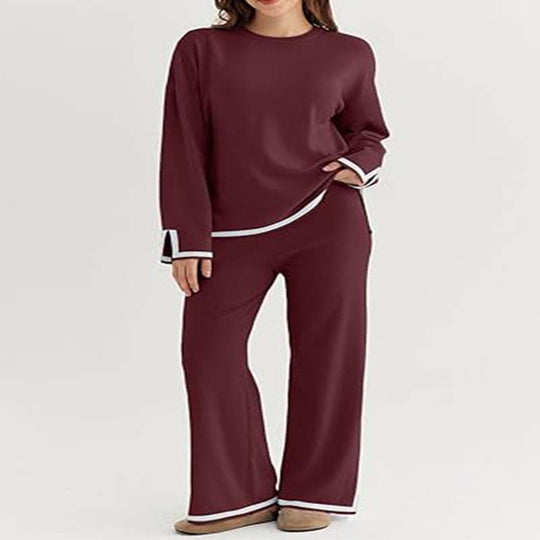 Damen modisches Lounge-Set mit weitem Schnitt und Kontrastbündchen R&B