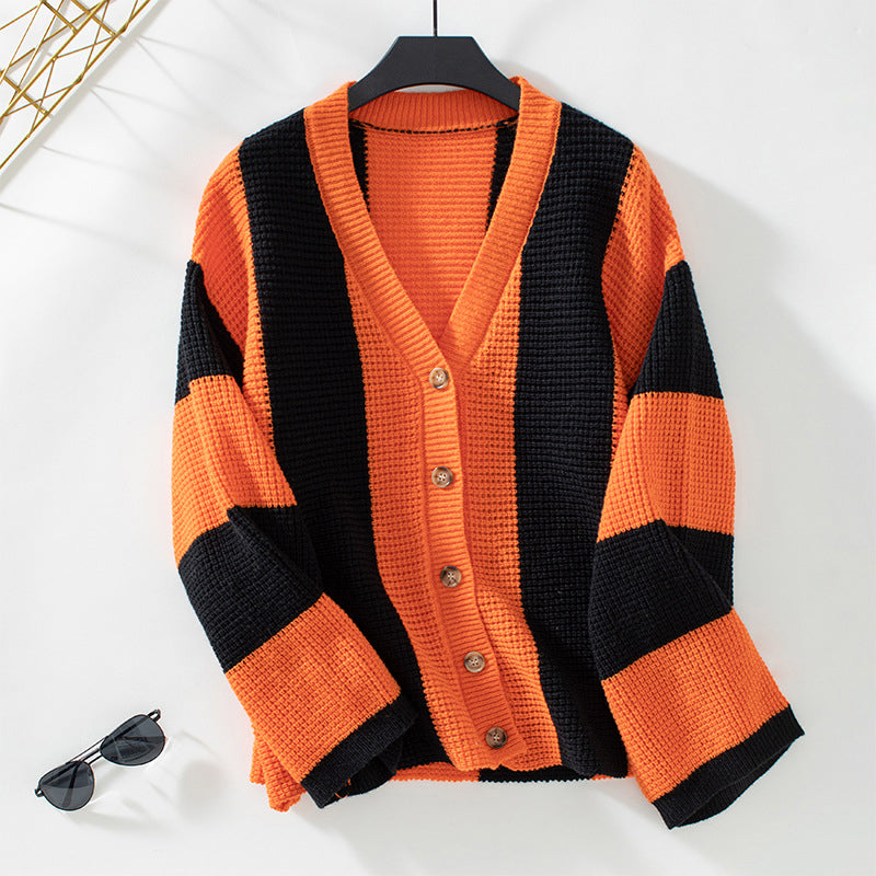 R&B | Gestreifter Strick Strickjacke