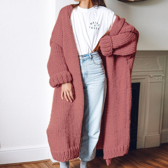Damen Langärmeliger Grobstrick Cardigan R&B