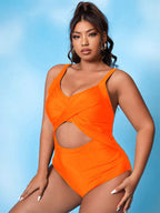 Damen Einteiliger Badeanzug mit stylischem Wickelschnitt und trendigen Cut-Out